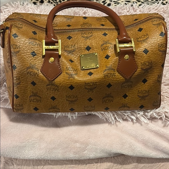 MCM Cognac Visetos Boston Bag - Picture 1 of 4